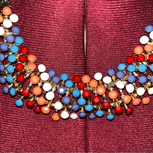 Egyptian Revival Bib Collar Necklace Opaque Multi Colour Stone Pin Cushion - Picture 6 of 15